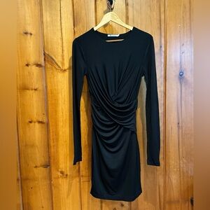 T by Alexander Wang Black Long Sleeved Bodycon Dress Size M